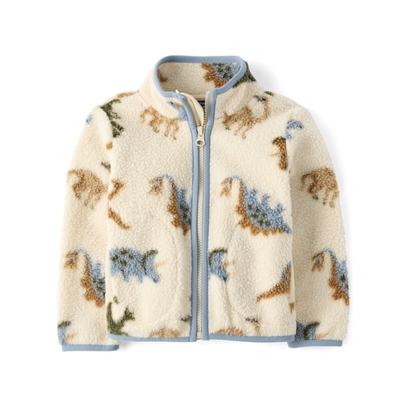 The Children's Place Baby & Toddler Boys Zip Up Dino Print Sherpa Jacket, Sizes 6M-5T