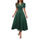 thumbnail image 1 of Vestido largo de manga corta para mujer: vestido de invitada de boda con cuello en V y mangas abullonadas, vestido de noche formal de cintura alta, tallas S-XL, 1 of 7