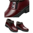 thumbnail image 4 of hopeusnice Women's Winter Boots Fuzzy Fleece Lined Warm Snow Boots Waterproof Ankle Booties Zipper Buckle Shoes Non-Slip Comfortable Boots Wine 37, 4 of 6