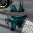 thumbnail image 4 of Sevevn Women's Triangle Bikini Set 3 Piece Side Tie Thong Bathing Suit Army Green M, 4 of 5