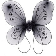 Organza Butterfly Fairy Wings w/ Rhinestone Glitters (Black, 22" x 15")