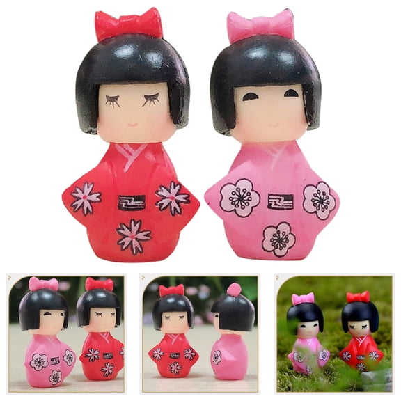 Hemobllo 6-Piece Set Assorted Color Traditional Japanese Kimono Dolls for Home, Office, Bedside Table Decoration