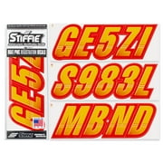 STIFFIE Techtron Yellow/Red 3" Alpha-Numeric Identification Custom Kit Registration Numbers & Letters Marine Stickers Decals for Boats & Personal Watercraft PWC
