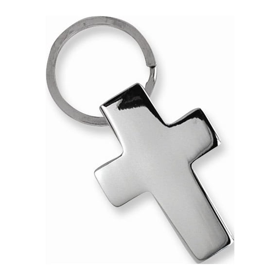 FB Jewels Polished Nickel-plated Cross Key Ring