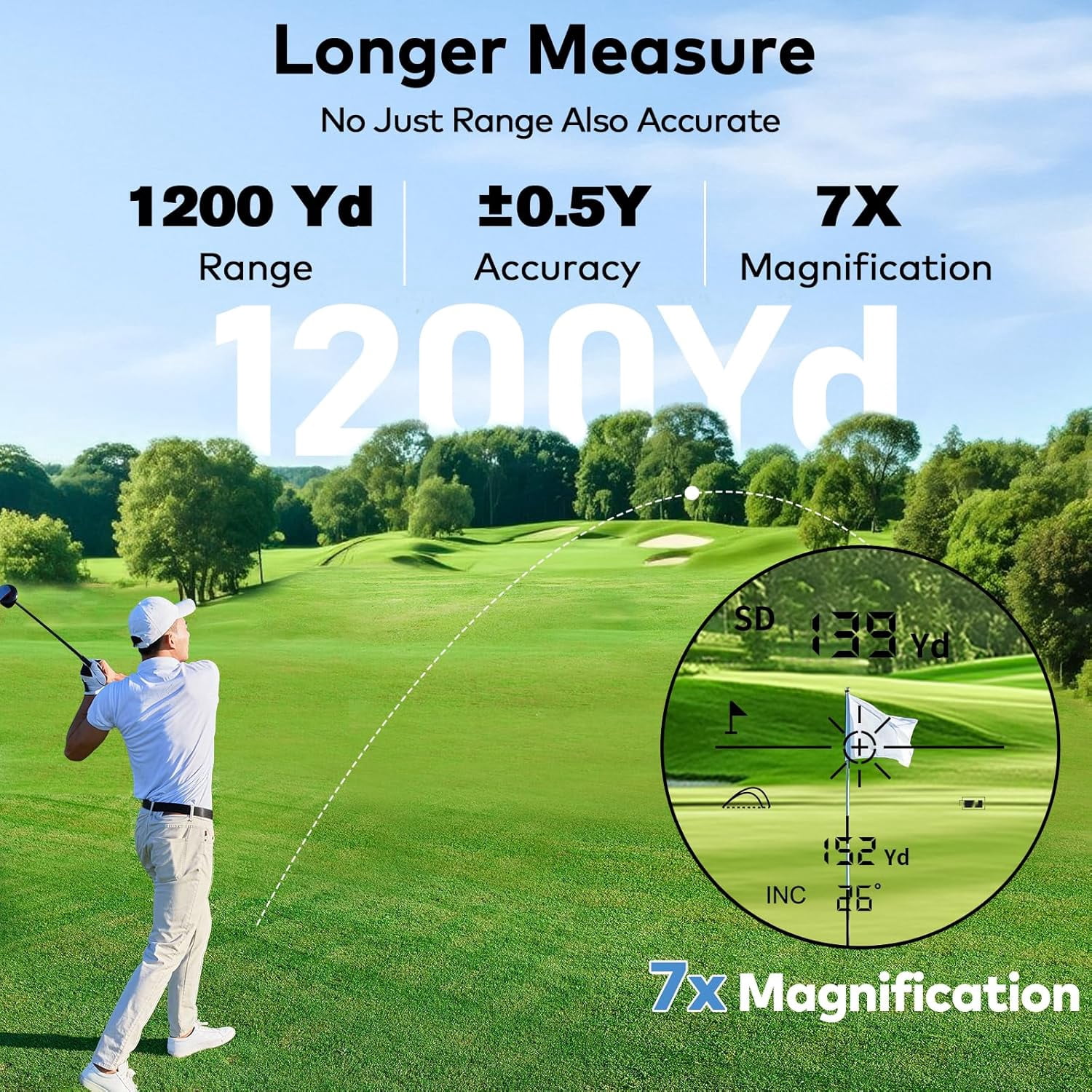 CozyNestFinds Golf Range Finder with Slope, Switch for Tournament, 1200 Yards Rechargeable Laser Rangefinder, 7X Magnification, Flag Lock Vibration, Distance Measuring Device Accessory for Men
