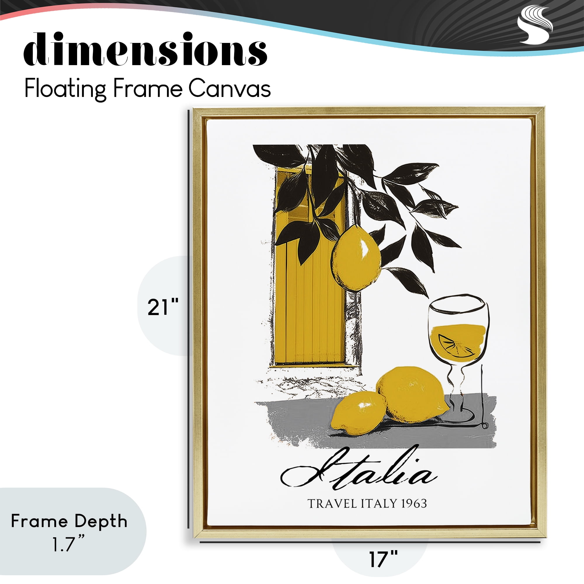 Stupell Industries Travel Italia Lemons Gold Framed Floater Canvas Wall Art, design by Annabelle Hall