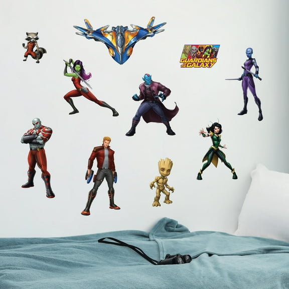 Guardians of The Galaxy Wall Decals – Set of 10 Marvel Licensed Removable Vinyl Stickers for Kids Bedroom Playroom Bathroom - Peel and Stick Room Décor