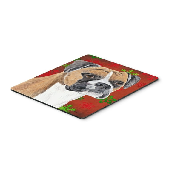 Carolines Treasures SC9430MP "Boxer Red and Green Snowflakes Holiday Christmas Mouse Pad Hot Pad or Trivet" Large
