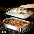 thumbnail image 3 of 4pcs Set of 2 Deep Dishes and 2 Handle-Lid Stainless Steel Rectangular Baking Pans | 6L Capacity, 16.14-Inch Deep Roasting Pan, Fish Grill Tray, Lasagna Dish, Dishwasher Safe, 3 of 11