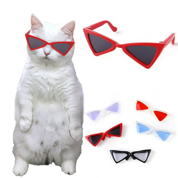 Walbest Cat Sunglasses Triangle Shape Stylish Cool Pet Hippie Cute Funny Pet Sunglasses Dog Cat Cosplay Party Costume Photo Props