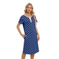 thumbnail image 5 of WBQ Polka Dot Nightgowns for Women Soft Cotton Sleepwear O Neck House Dress Short Sleeve Comfy Night Dress Dark Blue Tag XXL/US 14, 5 of 6