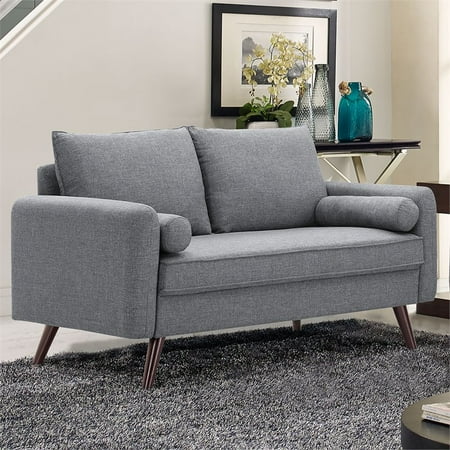 Modern Lines Modern Loveseat - Lifestyle Solutions Mid-Century Modern Design Calden Upholstery fabric Loveseat, Grey