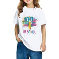 thumbnail image 4 of Fiudx Camiseta para Niño Pequeño, Bonito Diseño de 100 Días de Colegio, Tejido Suave y Transpirable, Cuello Redondo Moderno, Ideal para Conjuntos de Verano, Citas de Juego y Eventos Escolares, Dispon, 4 of 6