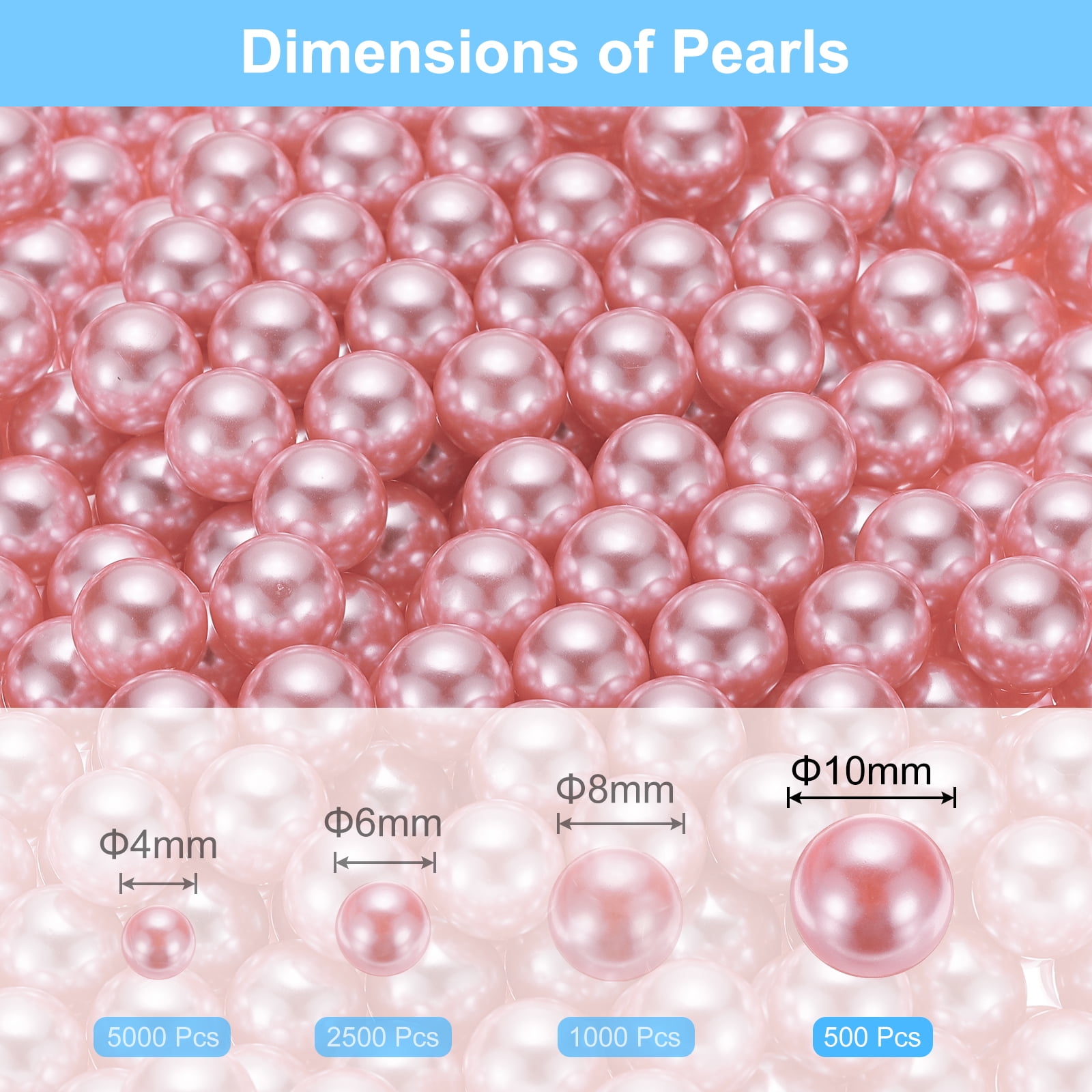 Unique Bargains Round Faux Pearl for Crafting No Hole Pearls for Vase Fillers Light Pink
