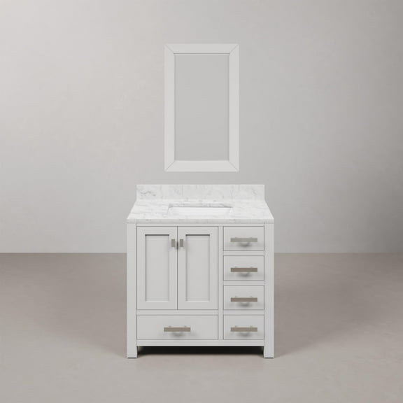 Water Creation Madison 36" Wood Single Bathroom Vanity in Pure White and Chrome