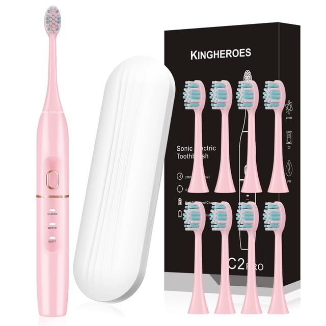 Cepillo de dientes eléctrico kingheroes C2PRO 4 modos 42000 VPM Rosa