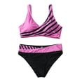 thumbnail image 2 of WOXINDA Women's Fashion Summer Two Piece Bikini Splicing Striped Swimwear Swimsuit Sunflower Swimsuit Top, 2 of 8