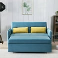 thumbnail image 2 of Convertible Sofa Bed with Pull Out Bed - 54" Tufted Velvet Loveseat Sleeper Sofa, Light Blue, 2 of 6