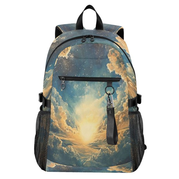Full‑Print Casual Laptop Backpack, 20L Water‑Resistant Twill Tote Daypack with 14 Inch Computer Compartment for School Business Travel Super Beautiful Cloud