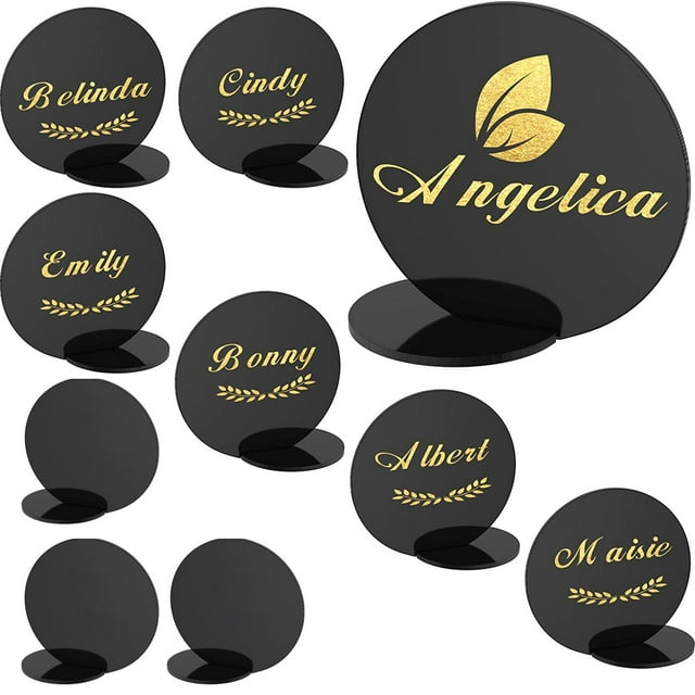 10x s acrílicas en blanco para mesa, números de mesa DIY, de lugar, etiqueta de nombre de invitado para decoración de cena de banquete Negro yotijar Tarjetas de lugar de acrílico