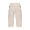 thumbnail image 5 of Resicozy Capri Pants for Women 2026 Knee Length Cotton Linen Capris Summer Straight Leg Loose Beach Bermuda Shorts with Pockets Khaki 3XL, 5 of 7