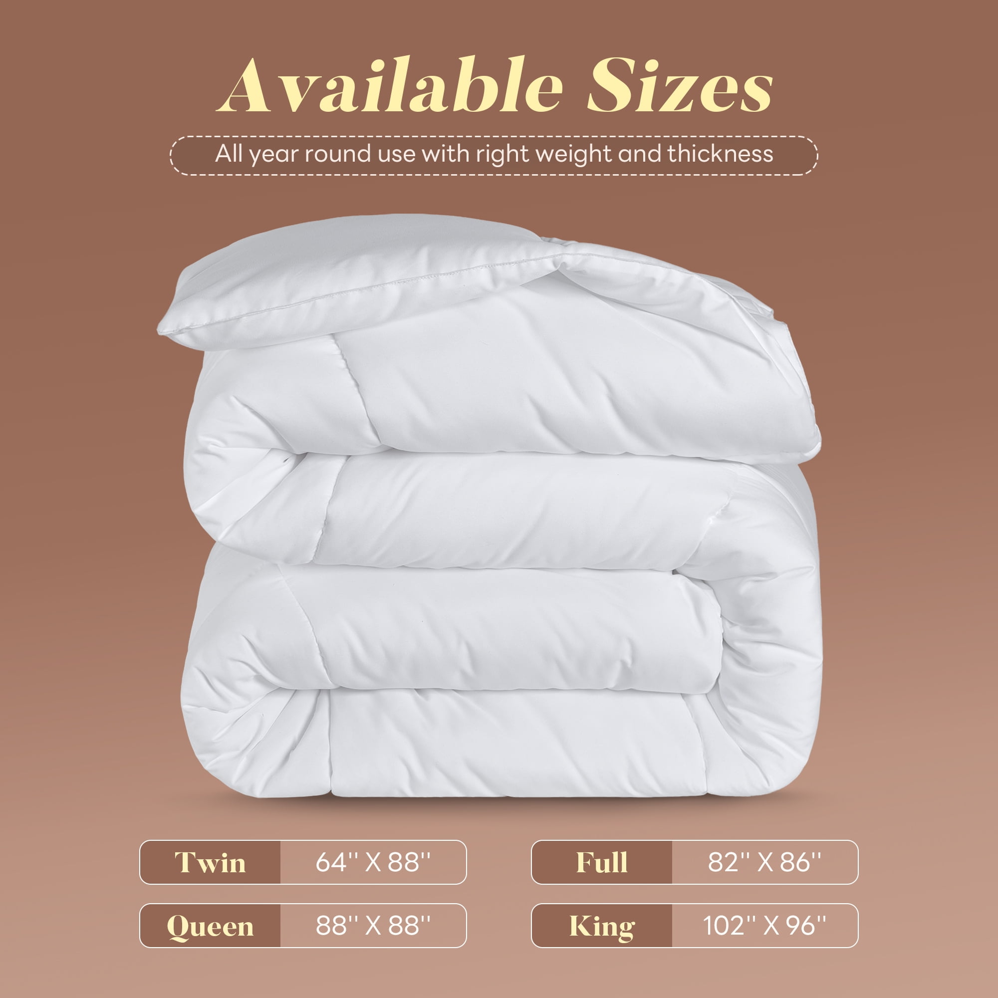 Aquzin Comforter Queen Size, All Season Quilted Down Alternative Duvet Insert with Corner Tabs, Machine Washable Microfiber Bedding, White