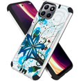 thumbnail image 5 of For Boost Mobile Celero 5G Plus (2023) Design Pattern Hybrid Dual Layer Metallic Brush Texture Shockproof Rubber Cover ,Xpm Phone Case [ Blue Floral ], 5 of 6