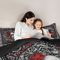 thumbnail image 4 of Erosebridal Sugar Skull Full Size Comforter Sets, Bohemian Aztec Mandala Bedding Sets, Black Gray Red, Black Reversible 3pcs, 1 Comforter and 2 Pillowcases, 4 of 6