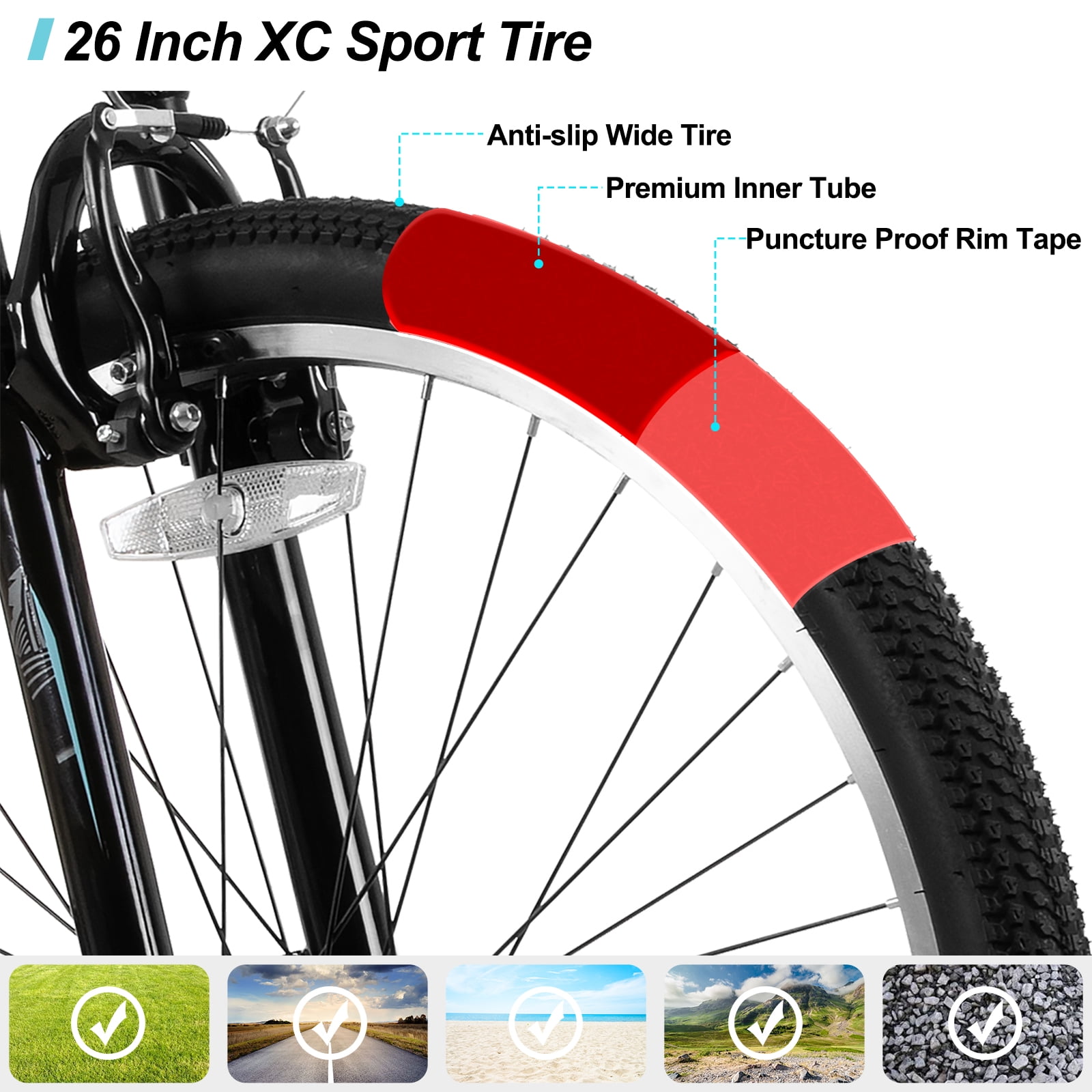 Hiland Women 26 Inch Mountain Bike, Mens and Womens Bicycle with 21 Speed, High-Carbon Steel Frame Mountain Bicycle, Sport MTB for Men Adult