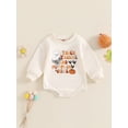thumbnail image 2 of Baby Boy Girl Halloween Outfits Funny Letter Long Sleeve Sweatshirt Romper Newborn One Piece Bodysuit Fall Winter Clothes, 2 of 8