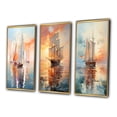 thumbnail image 3 of Designart "Minimalism Sailboat flow IX" Nautical & Beach Framed Wall Art Set Of 3 - Multi-Color Boat Sailing Frame Canvas Set For Living Room Decor, 3 of 6