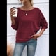 thumbnail image 4 of Blusas de Larga Suaves para Mujer, Cuello Redondo, Estilo Jersey, Informales, de Punto, con de Murciélago, Grandes, 2025 Vino Tinto XXL, 4 of 9