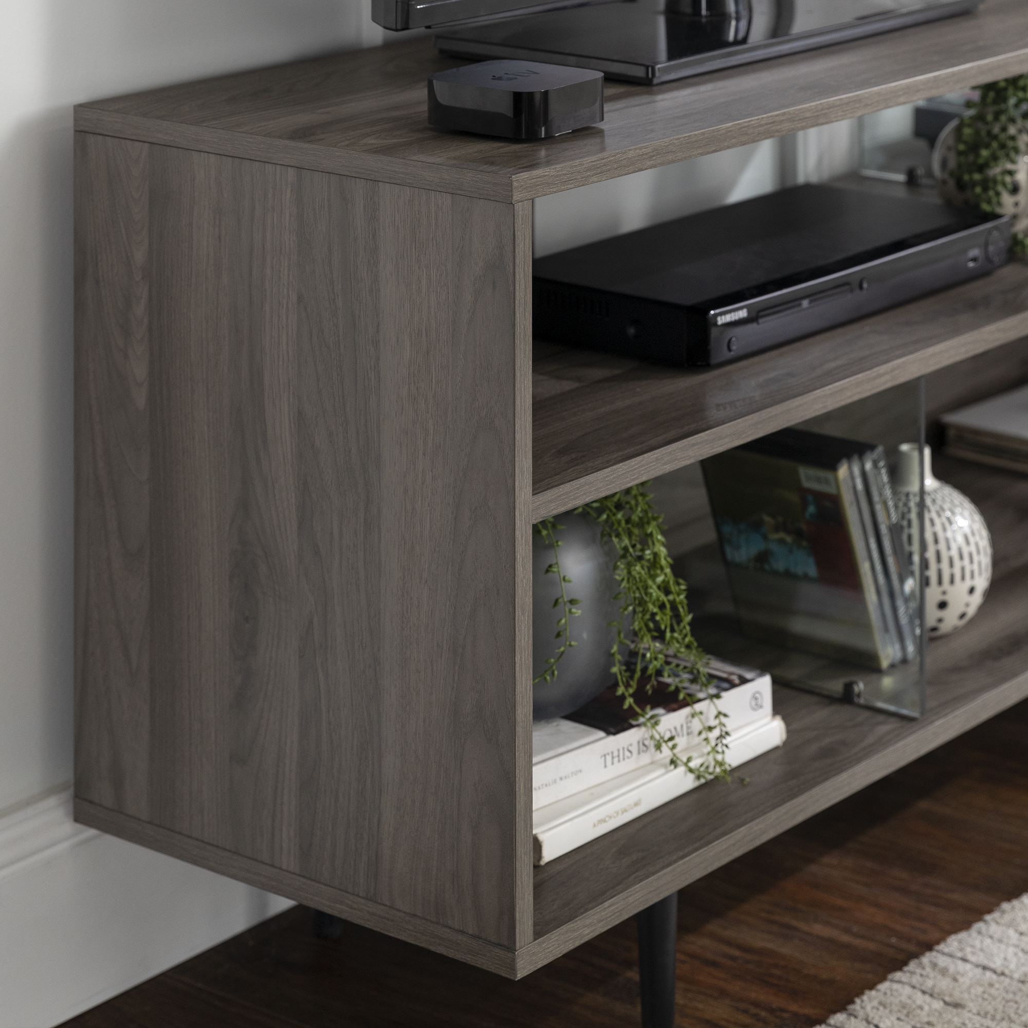Manor Park Mid Century Modern TV Stand for TVs up to 50", Slate Grey
