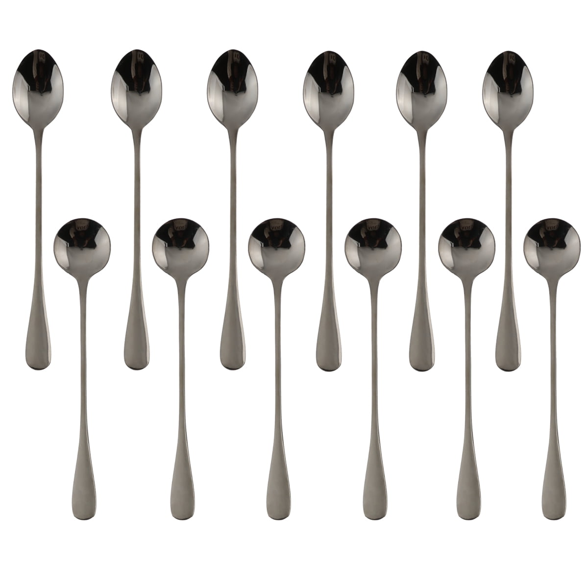 Black Long Handle Spoon, MDEALY 12 Pcs Stainless Steel Ellipse Style 7.