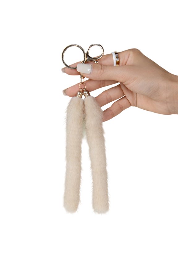 Velvety Mink Hair Key Holder Elegant Car Decors Sturdy Quality Gift Choice
