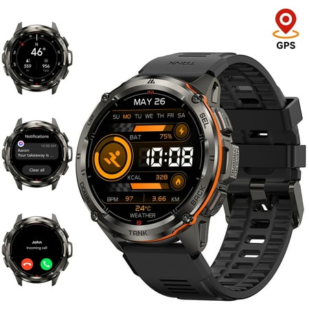 Men's/Women's GPS Smartwatch 50M Waterproof with Long Battery Life, Smart Watch for Android and iPhone