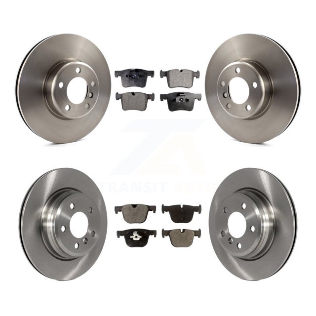 Transit Auto Front Rear Disc Brake Rotors and Ceramic Pads Kit for Car 2014-2015 BMW 335i GT xDrive Without Blue Painted Calipers K8T-101612