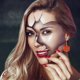 thumbnail image 4 of Pendientes de calabaza de Halloween - Pendientes colgantes de cristal para mujer Pendientes de calabaza sonriente de noche navideña, 4 of 6