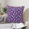 thumbnail image 6 of Fotbe Skull Blue Flower Pattern Velvet Decorative Throw Pillow Covers with Elegant Piping, Soft Plush Cushion Cover for Sofa, Bed, Car, Office-18"x18", 6 of 8