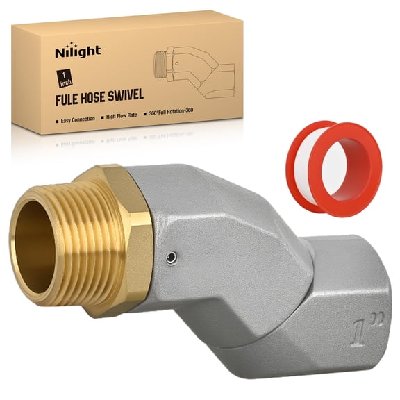 Nilight 1" NPT Fuel Hose Swivel, 360 Rotating Connector for Fuel Transfer Hose Nozzle Pump Diesel Gasoline Kerosene