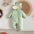 thumbnail image 2 of Baby Winter Fleece Lined Romper Bear Ear Hooded Quilted Snowsuit Full Zipper Warm Jumpsuit Outfit, 2 of 6