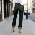 thumbnail image 5 of Womens Casual Straight Leg Jeans High Waist Stretch Trousers Comfortable Work Pants Slim Fit Denim Bottoms Ankle Length Black XL, 5 of 6