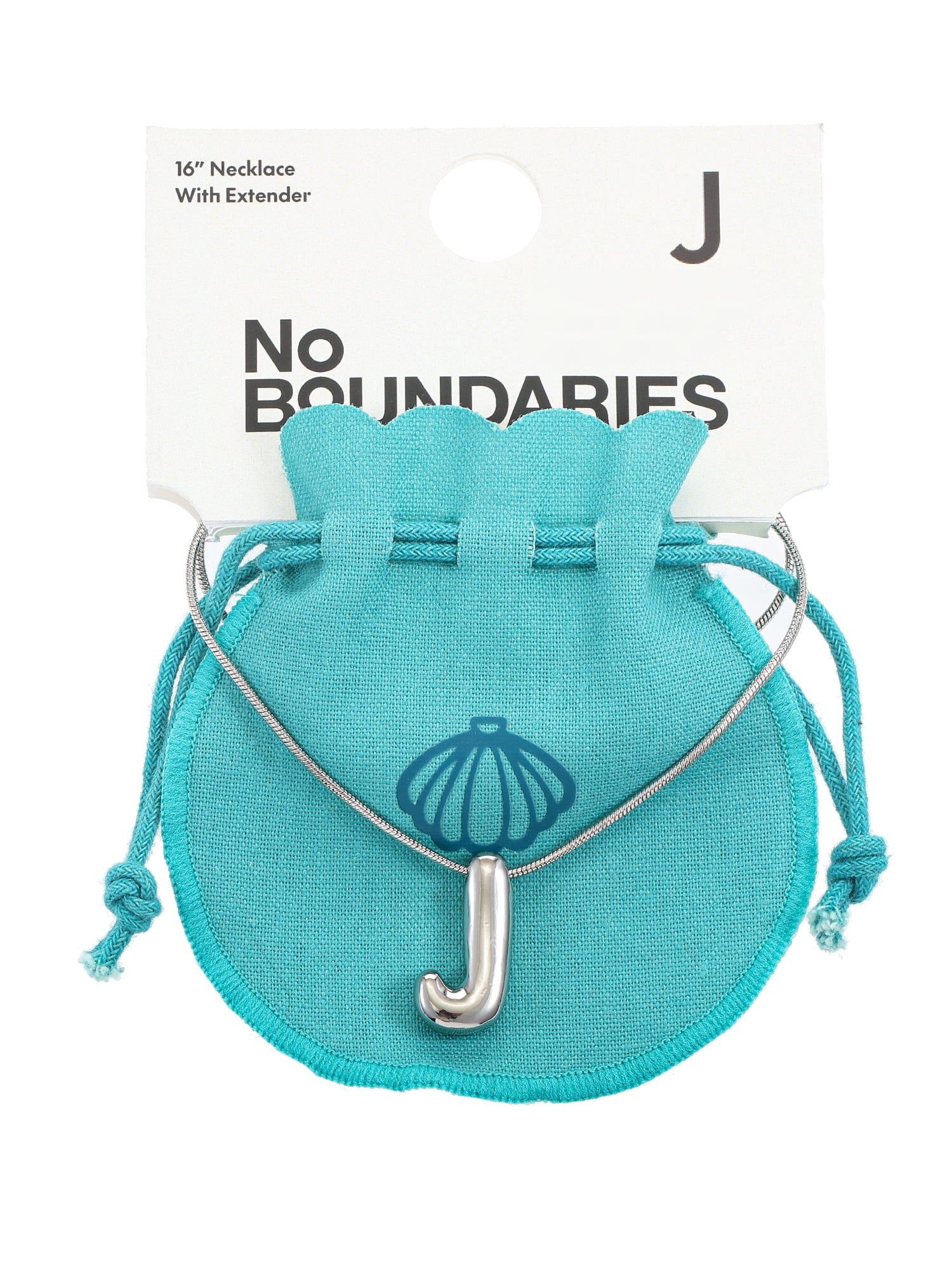 No Boundaries Silvertone Initial Bubble Letter Necklace, 1 Piece, Letter J