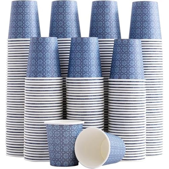 600 Pack 3oz Paper Cups, Disposable Bathroom Navy Floral Small Mouthwash Cups 3 OZ for Barth, Parties, Picnics, Barbecues, Travel and Events.