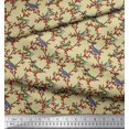 thumbnail image 3 of Feuilles de Tissu Popeline de Coton Pomme, Baies Rouges & Perroquet Oiseau Tissus Imprimés par Yard 56 Pouces de Large, 3 of 3