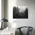 thumbnail image 3 of JRXY Black and White Misty Foggy Mountain Landscape Canvas Wall Art - Breathtaking Scene of Fir Forest in Hipster Style Picture Prints Rustic Decor for Home Office 20x16 Inches  Picture 2, 3 of 4