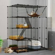 Dextrus Large Cat Cage 4-Tier Kennels with Large Hammock ,Metal Wire Cat Kennel DIY Cat Playpen Perfect for 1-3 Cats