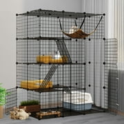 Dextrus Large Cat Cage 4-Tier Kennels with Large Hammock ,Metal Wire Cat Kennel DIY Cat Playpen Perfect for 1-3 Cats