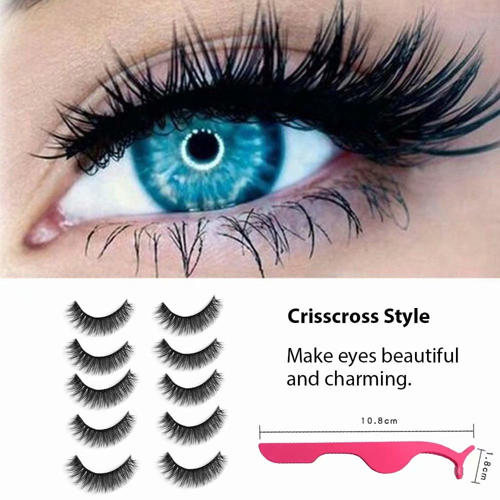 Damaie Professional False Eyelashes 5 Pairs Faux 3d Mink Lashes Handmade Fake Eyelashes Thick Long Natural Lashes With Eyelashes Tweezer