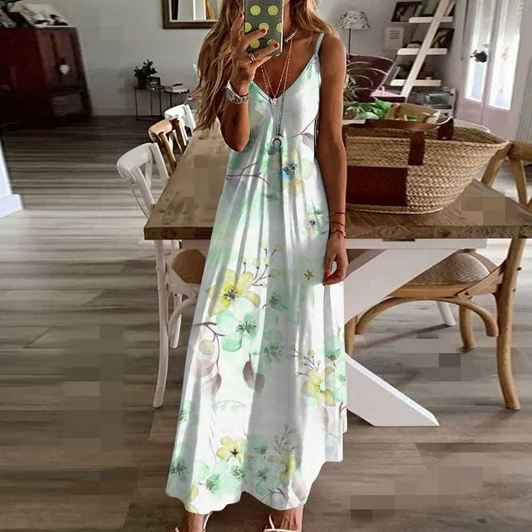 Enjoytime Plus Size Summer Dresses For Women Sleeveless Flower Print V Neck Wrapped Chest Dress Strap Flowy Swing Maxi Dress For Women - Walmart.com Enjoytime Plus Size Summer Dresses For Women Sleeveless Flower Print V Neck Wrapped Chest Dress Strap Flowy Swing Maxi Dress For Women - Walmart.com